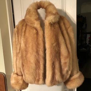 Olympia Plush Faux Fur Bomber Jacket L Honey NWT